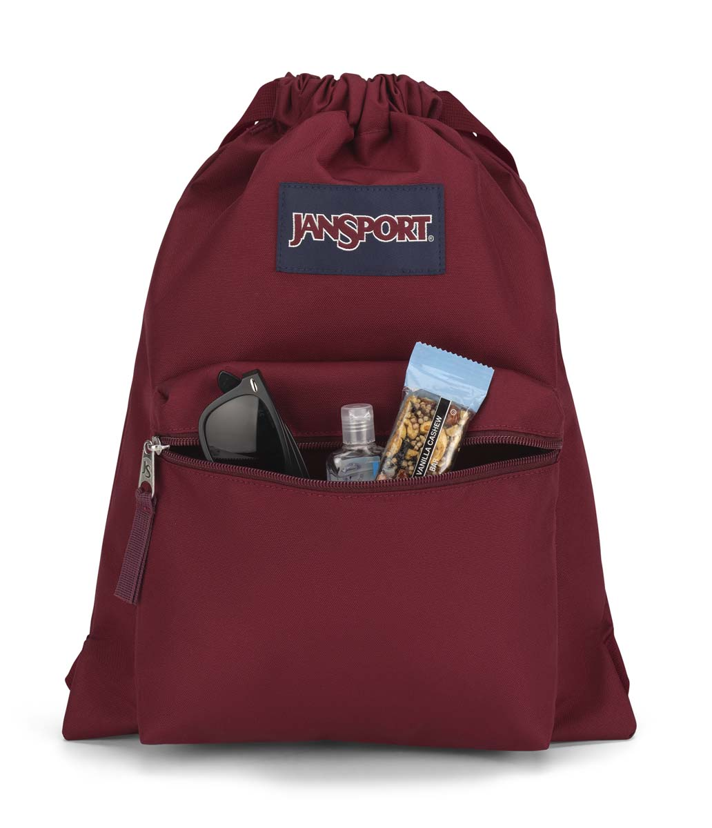 jansport-drawsack-turnbeutel-rot-kordelzug-vordertasche image 3