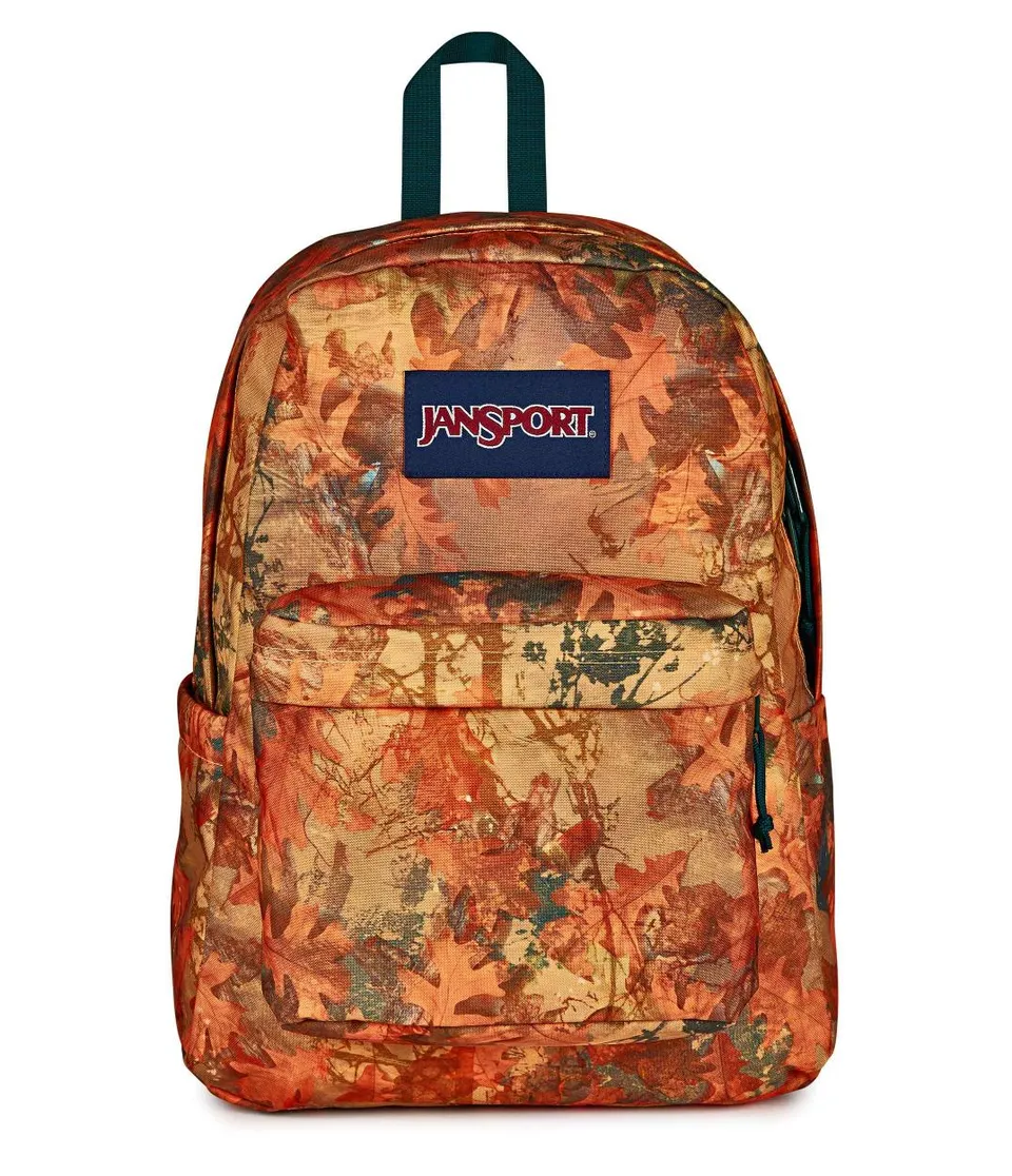 jansport-superbreak-plus-rucksack-bogcore-camo-orange-laptop image 1