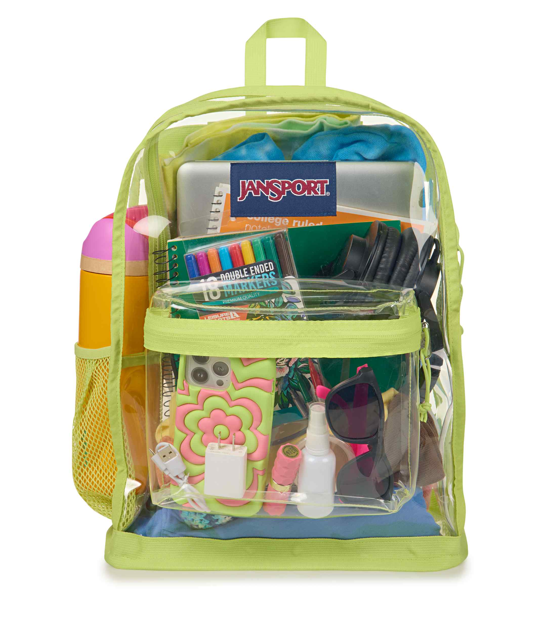 jansport-clear-pack-rucksack-lime-citron-transparent-mit-flaschenfach image 6