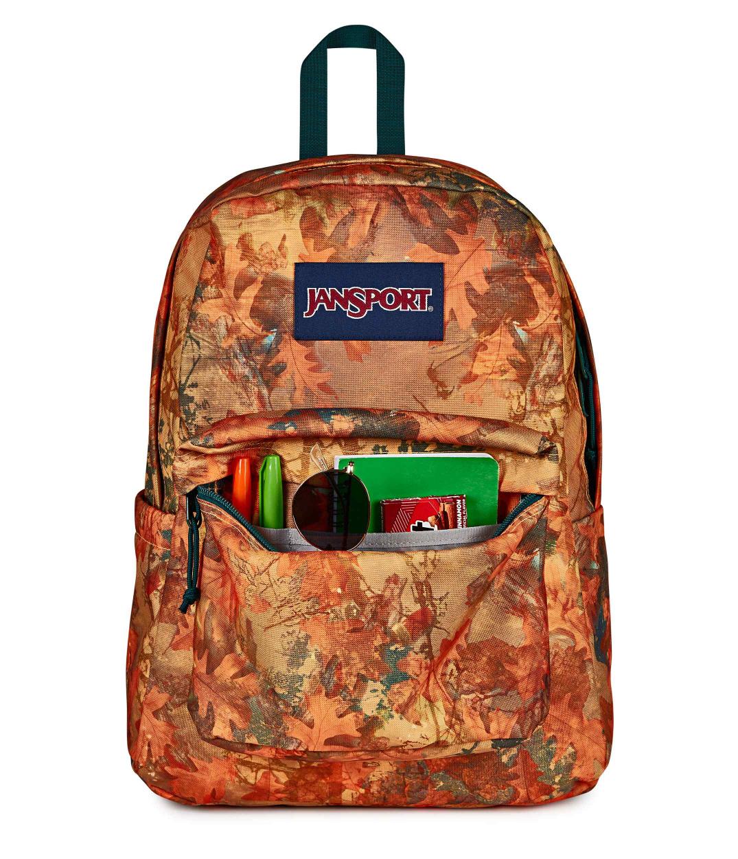 jansport-superbreak-plus-rucksack-bogcore-camo-orange-laptop image 6